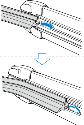 After pulling the blade rubber in the direction of the arrow and ...